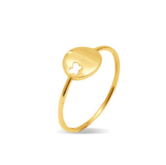 ROUND WITH BUTTERFLY LADIES RING IN 18K YELLOW GOLD