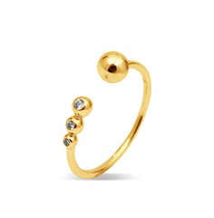 BALL RING WITH CUBIC ZIRCONIAN IN 18K YELLOW GOLD