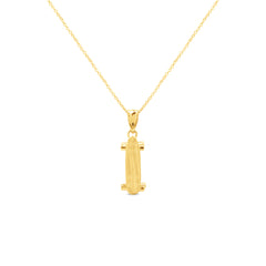 SKATEBOARD PENDANT WITH FINE CABLE CHAIN IN 18K YELLOW GOLD
