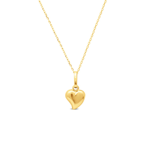 HEART PENDANT WITH FINE CABLE CHAIN IN 18K YELLOW GOLD