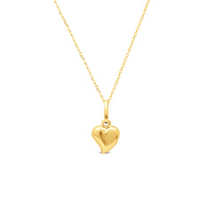 HEART PENDANT WITH FINE CABLE CHAIN IN 18K YELLOW GOLD