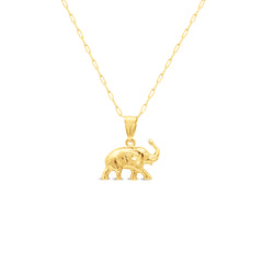 ELEPHANT PENDANT WITH PAPER CLIP CHAIN IN 18K GOLD