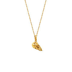ICE CREAM PENDANT WITH FINE CABLE CHAIN IN 14K YELLOW GOLD
