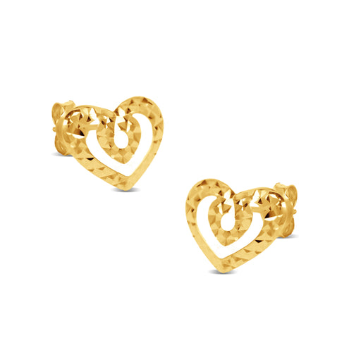 HEART TEXTURED EARRING IN 18K YELLOW GOLD