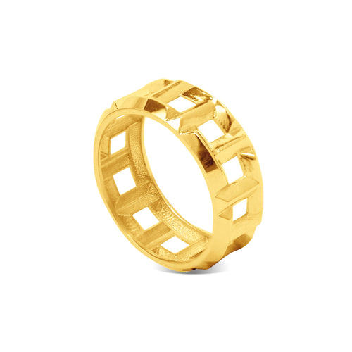FLATTENED SQUARE GOLD RING IN 18K YELLOW GOLD