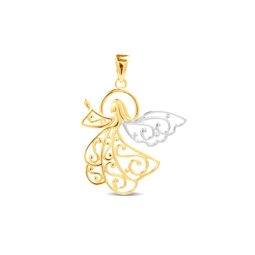 TWO-TONE FAIRY PENDANT IN 18K YELLOW GOLD