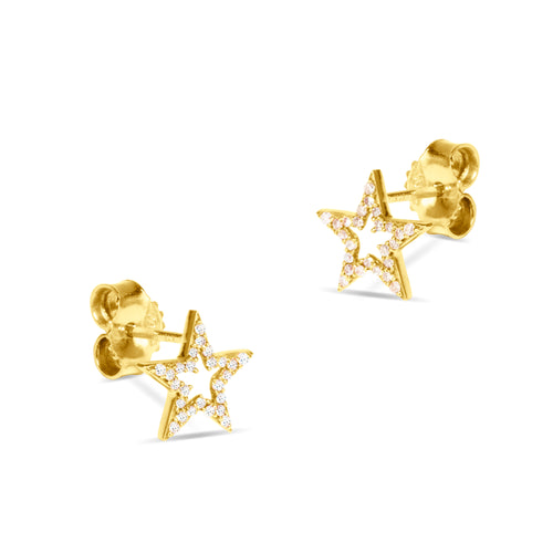 STAR DIAMOND EARRINGS  IN 18K YELLOW GOLD