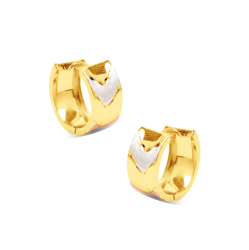 TRI-COLOR CREOLLA EARRINGS IN 18K GOLD