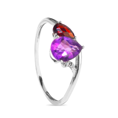 PEAR SHAPE AMYTHYST RING IN 14K WHITE GOLD
