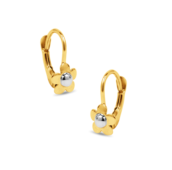 TWO-TONE FLOWER EARPICA EARRINGS IN 18K GOLD