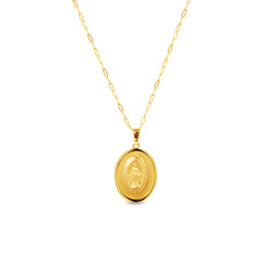 MARY MIRACULOUS PENDANT WITH CLIP CHAIN IN 18K YELLOW GOLD