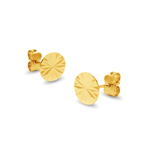 TEXTURED ROUND EARRING IN 18K YELLOW GOLD
