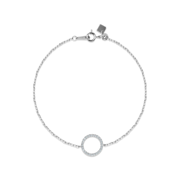 ROUND CHARM BRACELET WITH DIAMONDS IN 18K WHITE GOLD