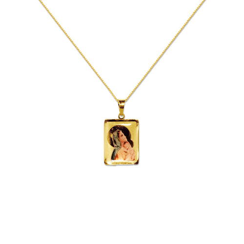 PERPETUAL IMAGE MEDAL WITH FINE BARB CHAIN IN 18K YELLOW GOLD
