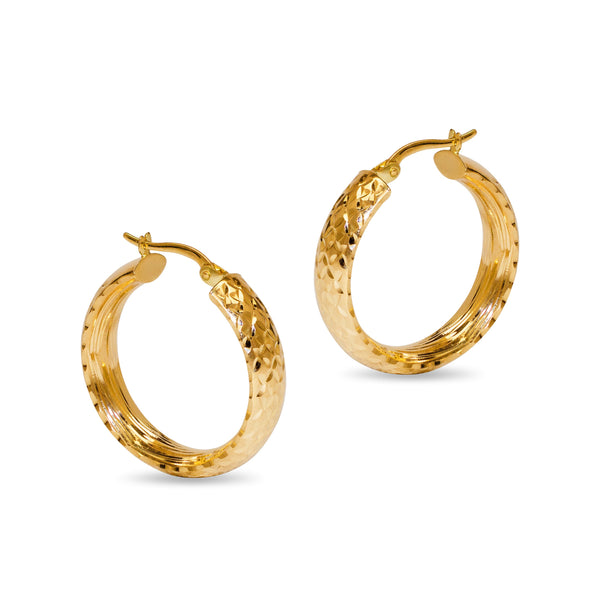 TEXTURED CREOLLA EARRINGS IN 14K YELLOW GOLD