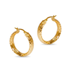 TEXTURED CREOLLA EARRINGS IN 14K YELLOW GOLD
