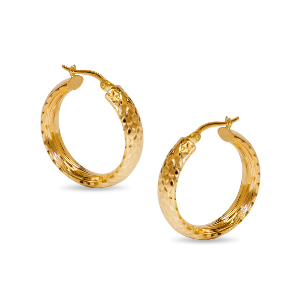 TEXTURED CREOLLA EARRINGS IN 14K YELLOW GOLD