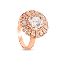 FLOWER  WITH DIAMOND SET IN 18K ROSE GOLD