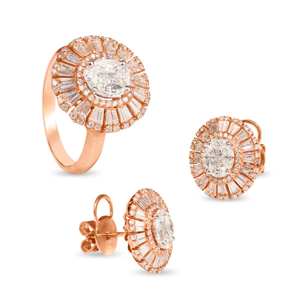 FLOWER  WITH DIAMOND SET IN 18K ROSE GOLD