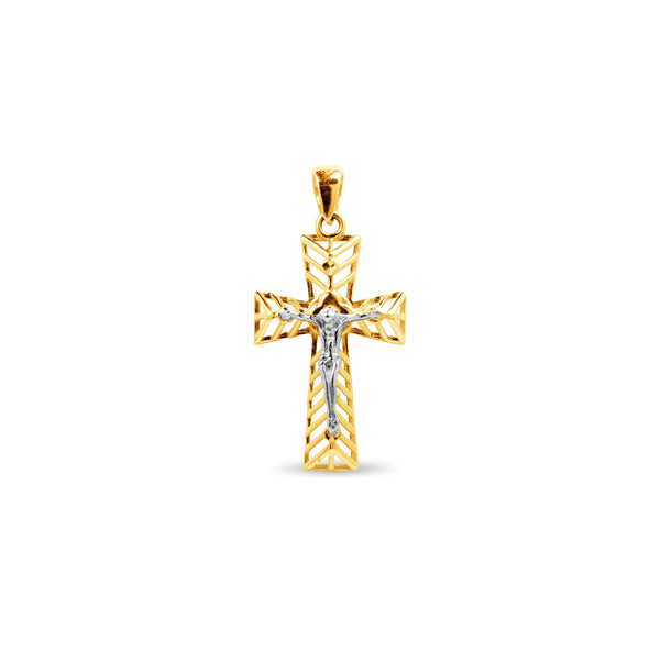 CRUCIFIX WITH CROSS TWO-TONE IN 14K GOLD