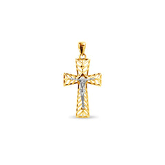 CRUCIFIX WITH CROSS TWO-TONE IN 14K GOLD