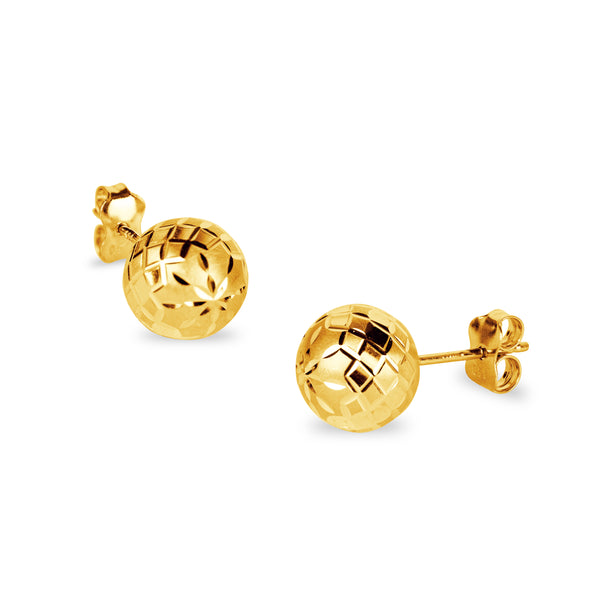 DIAMOND TEXTURE BALL EARRINGS IN 18K YELLOW GOLD