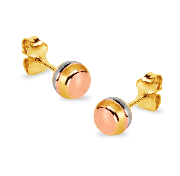 TRI-COLOR BALL EARRINGS IN 18K GOLD