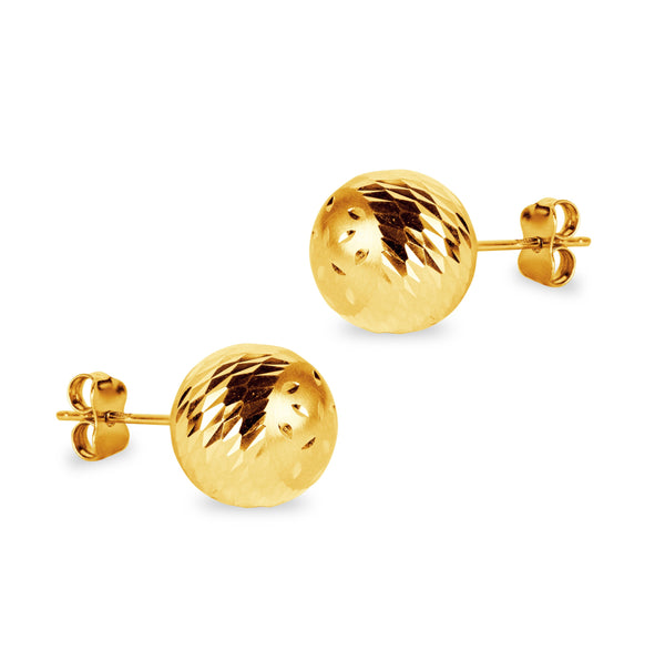 DIAMOND CUT BALL EARRINGS IN 18K YELLOW GOLD