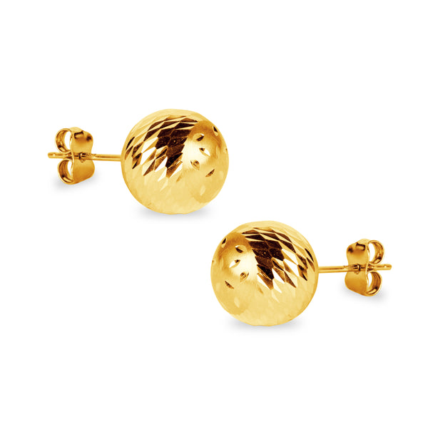 DIAMOND CUT BALL EARRINGS IN 18K YELLOW GOLD