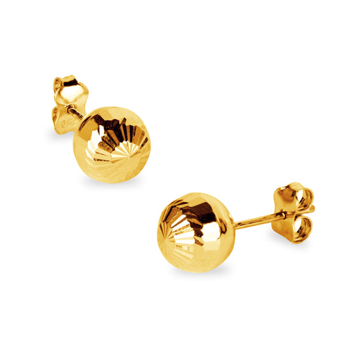 TEXTURED GLOSSY FINISH BALL EARRINGS IN 18K YELLOW GOLD