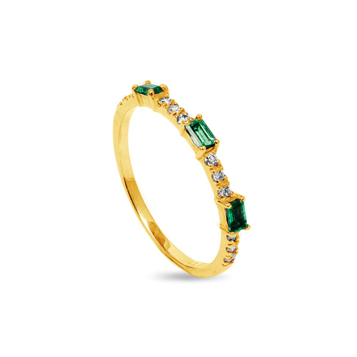 EMERALD RING WITH DIAMONDS IN 18K YELLOW GOLD