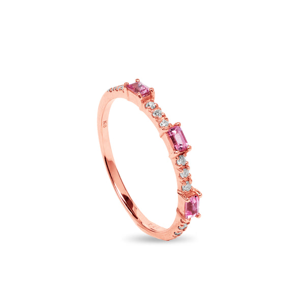 EMERALD RING WITH DIAMONDS IN 18K ROSE GOLD