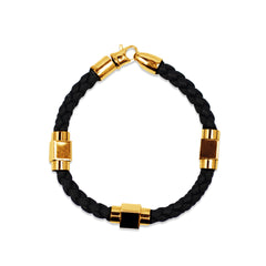 RUBBER BRACELET WITH GOLD LINKS IN 18K YELLOW GOLD