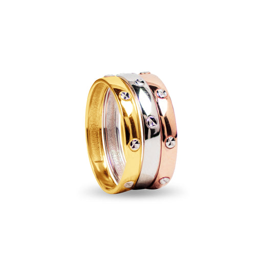 3 IN 1 TRI-COLOR RING WITH CUT IN 18K YELLOW GOLD