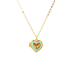 HEART LOCKET PENDANT WITH PAPER CLIP CHAIN IN 18K YELLOW GOLD