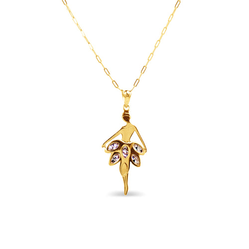 BALLET NECKLACE WITH PAPER CLIP CHAIN IN 18K YELLOW GOLD