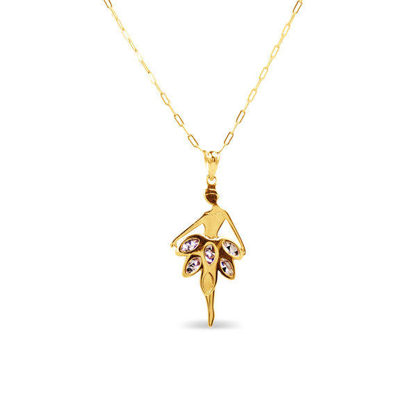 BALLET NECKLACE WITH PAPER CLIP CHAIN IN 18K YELLOW GOLD