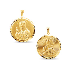 PERPETUAL HELP & SACRED HEART MEDAL IN 18K YELLOW GOLD (20mm)