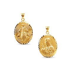 STO. NÑO AND SACRED HEART OVAL MEDAL IN 18K YELLOW GOLD (22mm)
