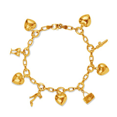 HEART CHARM BRACELET IN 18K YELLOW GOLD
