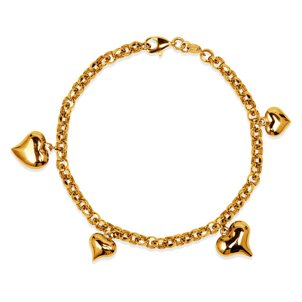 HEART CHARM BRACELET IN 18K YELLOW GOLD