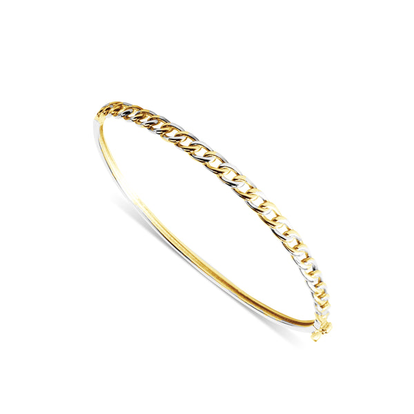 BANGLE BRACELET WITH CABLE IN 18K TWO TONE GOLD