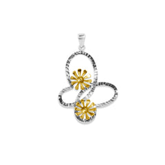 BUTTERFLY SHAPE WITH FLOWER 14K GOLD