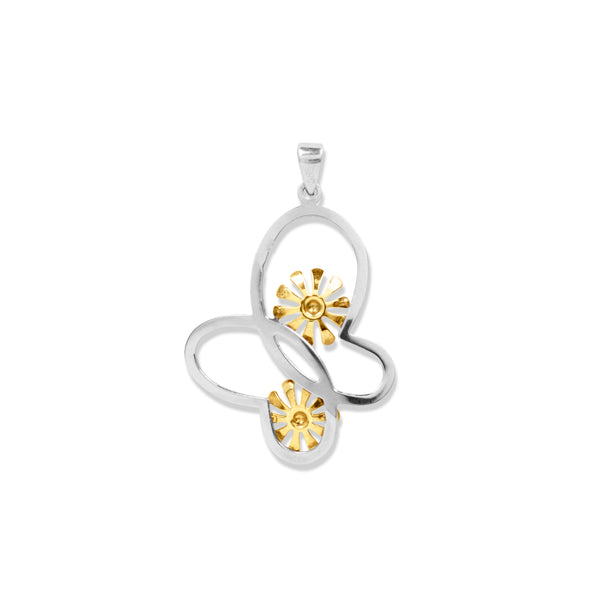 BUTTERFLY SHAPE WITH FLOWER 14K GOLD