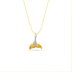 TWO-TONE WHALE TAIL PENDANT WITH BEADS CHAIN IN 18K GOLD