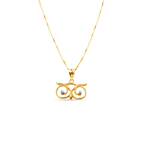 OWL NECKLACE PENDANT IN 18K YELLOW GOLD