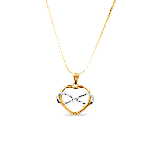 TWO-TONE INFINITY HEART NECKLACE PENDANT IN 18K GOLD