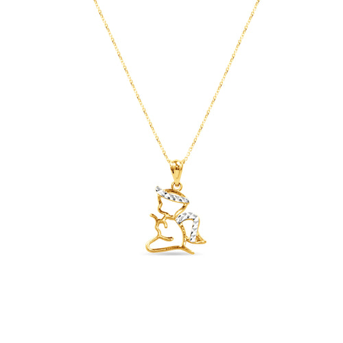 TWO-TONE ANGEL NECKLACE PENDANT IN 18K GOLD