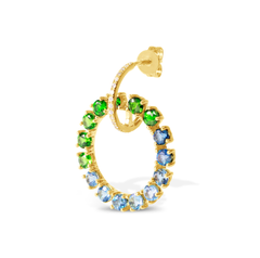 COLORED STONE SET EARRING AND NECKLACE IN 14K GOLD