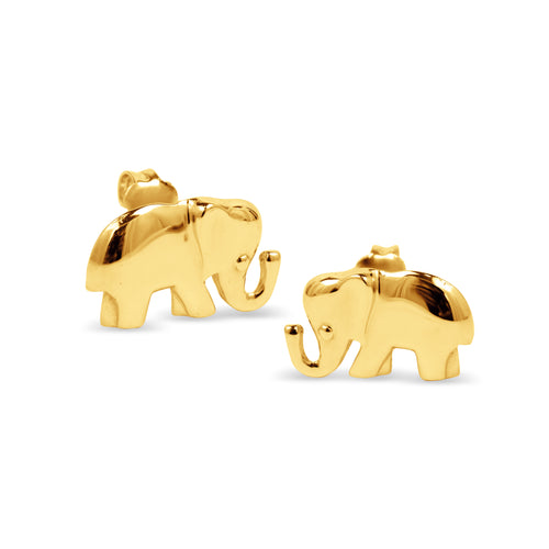 ELEPHANT STUD EARRINGS IN 18K YELLOW GOLD